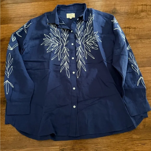 Sézane -Sézane x Roberto Ruspoli Maxy long-sleeved printed shirt linen blend-38 - Picture 9 of 13